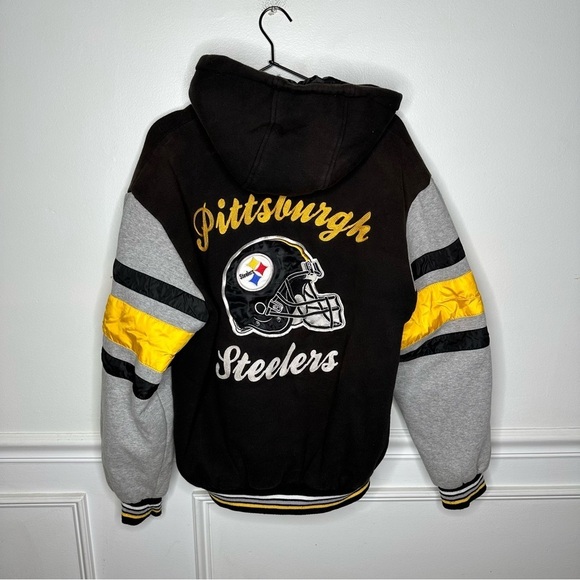 Vintage NFL Pittsburgh Steelers Quilted Full Zip Sweatshirt Mens Size Medium
